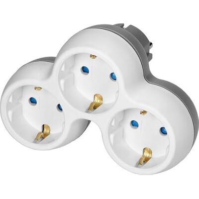 Orno Enchufe divisor Conector de distribución horizontal Adaptador de enchufe 3x Schuko Conector de alimentación Max 3680 Watt Blanco Orno Enchufe divisor Conector de distribución horizontal Adaptador de enchufe 3x Schuko Conector de alimentación Max 3680 Watt Blanco