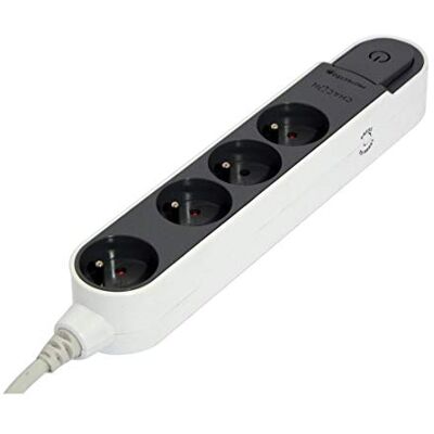 CHACON Base de diseño pararrayos 4 x 16 A con Interruptor 5 m Gris Oscuro CHACON Base de diseño pararrayos 4 x 16 A con Interruptor 5 m Gris Oscuro