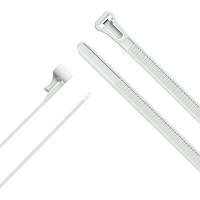 KabelDirekt : bridas resellables con una resistencia a la tracción especialmente alta (100 piezas de bridas desmontables y reutilizables para uso sostenible, blancas) – 7,4 mm x 300 mm KabelDirekt : bridas resellables con una resistencia a la tracción especialmente alta (100 piezas de bridas desmontables y reutilizables para uso sostenible, blancas) – 7,4 mm x 300 mm