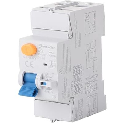 Electraline Interruptor diferencial, 40A, sensibilidad 30mA monofásico – tipo F (ideal para equipos electrónicos e inversores) Electraline Interruptor diferencial, 40A, sensibilidad 30mA monofásico – tipo F (ideal para equipos electrónicos e inversores)