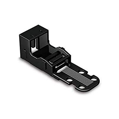 WAGO Adaptador de montaje para terminales de 2 conductores serie 221 – 4 mm² con pie para montaje de pie, color negro WAGO Adaptador de montaje para terminales de 2 conductores serie 221 – 4 mm² con pie para montaje de pie, color negro