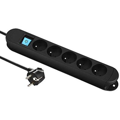 Electraline Regleta Profesional con 2 Imanes de Fijación 5 Tomas 16A Cable 3M H05VV-F 3G1.5mm² Negro Electraline Regleta Profesional con 2 Imanes de Fijación 5 Tomas 16A Cable 3M H05VV-F 3G1.5mm² Negro