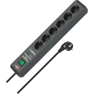 Brennenstuhl Secure-Tec regleta de enchufes con 4 Tomas de Corriente y protección contra sobretensiones (Cable de 2m, Interruptor, protección sobretensión hasta 19.500A) Antracita Brennenstuhl Secure-Tec regleta de enchufes con 4 Tomas de Corriente y protección contra sobretensiones (Cable de 2m, Interruptor, protección sobretensión hasta 19.500A) Antracita