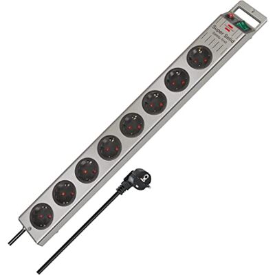 Regleta Brennenstuhl Super-Solid Line - 8 enchufes, Plata - 2,5m Regleta Brennenstuhl Super-Solid Line - 8 enchufes, Plata - 2,5m