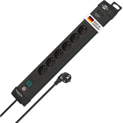 Brennenstuhl Premium-Line regleta de enchufes de 6 vías con 2X USB C PD 65W y USB A 18W (Made in Germany, regleta con Interruptor y Cable de 3m, para Montaje en Pared) Negro Brennenstuhl Premium-Line regleta de enchufes de 6 vías con 2X USB C PD 65W y USB A 18W (Made in Germany, regleta con Interruptor y Cable de 3m, para Montaje en Pared) Negro