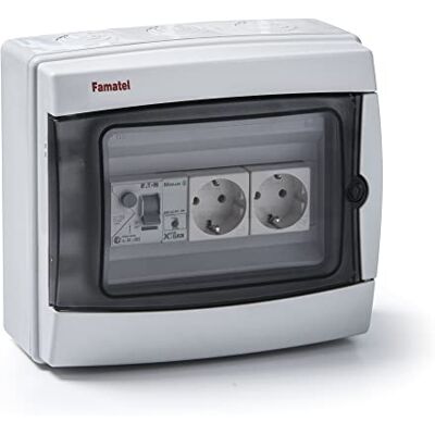 Famatel Armario electrico superficie ip65 2 tomas con diferencial Famatel Armario electrico superficie ip65 2 tomas con diferencial