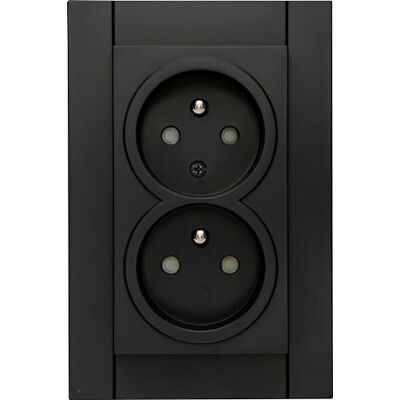 Kopp Athenis BL-M toma tierra 2x, contacto de protección central, negro mate, Kopp Athenis BL-M toma tierra 2x, contacto de protección central, negro mate,