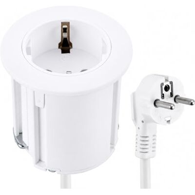 Electraline Regleta Base Multiple con Enchufe Grommet de Escritorio, Enchufe de Mesa, cable 2M, D 54mm + Equipado con adaptador para orificio estándar de 60 mm Electraline Regleta Base Multiple con Enchufe Grommet de Escritorio, Enchufe de Mesa, cable 2M, D 54mm + Equipado con adaptador para orificio estándar de 60 mm