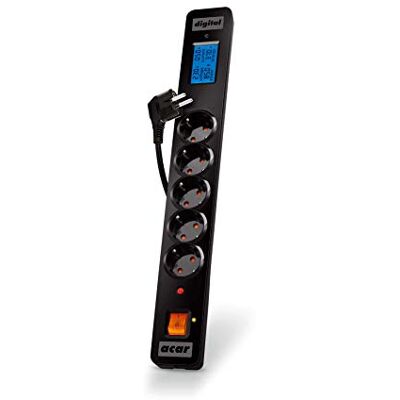 ACAR W1659 Regleta con 5 enchufes (protección contra subidas de tensión, Incluye Sistema de medición de energía, Cable de 3 m) ACAR W1659 Regleta con 5 enchufes (protección contra subidas de tensión, Incluye Sistema de medición de energía, Cable de 3 m)