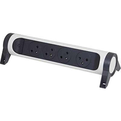 Legrand Regleta giratoria con Interruptor de indicador LED, 4 Tomas de Superficie con Tierra, sin Cable, sin Enchufe, Color Blanco y Gris Oscuro Legrand Regleta giratoria con Interruptor de indicador LED, 4 Tomas de Superficie con Tierra, sin Cable, sin Enchufe, Color Blanco y Gris Oscuro