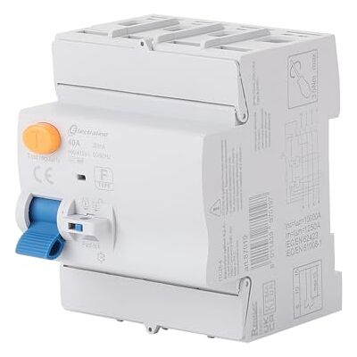 Electraline Interruptor diferencial de 40 A, sensibilidad 30 mA, 10 kA trifásico, tipo B Electraline Interruptor diferencial de 40 A, sensibilidad 30 mA, 10 kA trifásico, tipo B