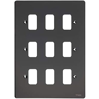 Schneider Electric Ultimate Grid System Placa plana, 9 bandas, color negro níquel Schneider Electric Ultimate Grid System Placa plana, 9 bandas, color negro níquel
