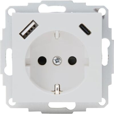 Kopp HK07 – Enchufe con protección de contacto, USB A/C, corriente de salida máx. 3 A, 5 V, 55 x 55 mm, cubiertas, corriente nominal 16 A, tensión nominal 250 V~, color: gris mate Kopp HK07 – Enchufe con protección de contacto, USB A/C, corriente de salida máx. 3 A, 5 V, 55 x 55 mm, cubiertas, corriente nominal 16 A, tensión nominal 250 V~, color: gris mate