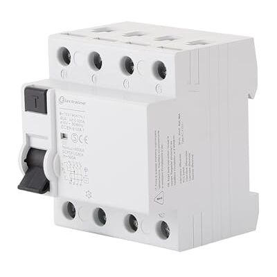 Electraline Interruptor diferencial de 40 A, sensibilidad 30 mA, 6 A trifásico, tipo CA (interviene en corrientes de falla alternas sinusoidales) Electraline Interruptor diferencial de 40 A, sensibilidad 30 mA, 6 A trifásico, tipo CA (interviene en corrientes de falla alternas sinusoidales)