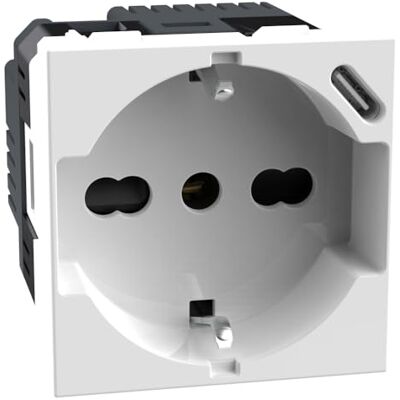 Bticino MatixGO Toma Schuko italiana P40 y cargador USB tipo C, Quick Charge, toma eléctrica con alvéolos protegidos, compatible con enchufes italianos/Schuko, 2 módulos, blanco, Bticino MatixGO Toma Schuko italiana P40 y cargador USB tipo C, Quick Charge, toma eléctrica con alvéolos protegidos, compatible con enchufes italianos/Schuko, 2 módulos, blanco,