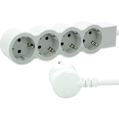 Legrand Regleta de enchufes, Base múltiple con 4 Tomas de Corriente 2P+T, Cable 1,5m, Color Blanco/Gris Claro Legrand Regleta de enchufes, Base múltiple con 4 Tomas de Corriente 2P+T, Cable 1,5m, Color Blanco/Gris Claro