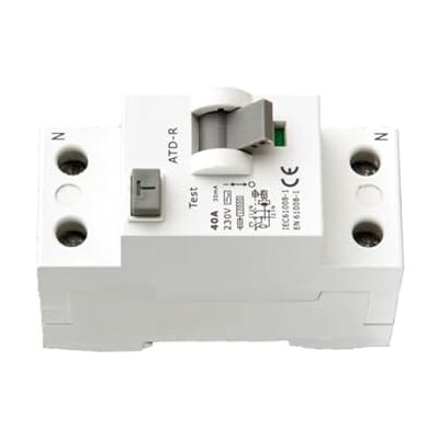 Zarivy Interruptor diferencial 1F+N 40A, 30mA, 6kA; protege circuitos eléctricos y evita electrocuciones. Zarivy Interruptor diferencial 1F+N 40A, 30mA, 6kA; protege circuitos eléctricos y evita electrocuciones.