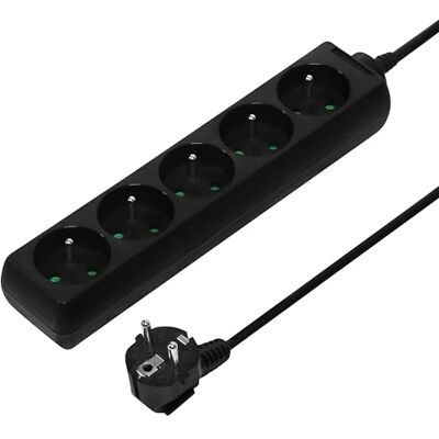 KRUP V3 Cable de extensión - 5 enchufes, 3m, Negro KRUP V3 Cable de extensión - 5 enchufes, 3m, Negro