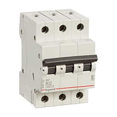 Legrand Interruptor diferencial B32 A, fusible automático B32 A/30 mA, característica B 30 mA, 3 polos, 230/400 V Legrand Interruptor diferencial B32 A, fusible automático B32 A/30 mA, característica B 30 mA, 3 polos, 230/400 V