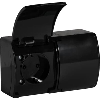 Orno -7106(GS)/B Enchufe Superficie 2x2P+Z Schuko IP44 Orno -7106(GS)/B Enchufe Superficie 2x2P+Z Schuko IP44