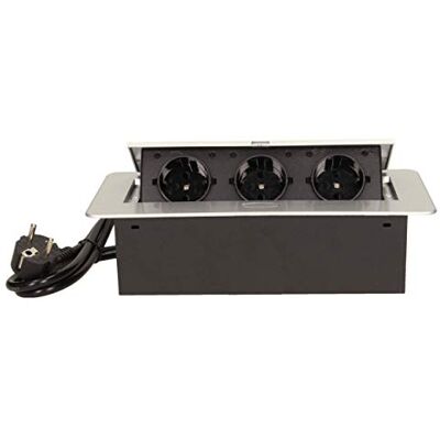 Orno OR-AE-1337(GS) Regleta de 3 enchufes (3 enchufes, 3600 W, con Cable Schuko de 1,5 m), Color Plateado Orno OR-AE-1337(GS) Regleta de 3 enchufes (3 enchufes, 3600 W, con Cable Schuko de 1,5 m), Color Plateado