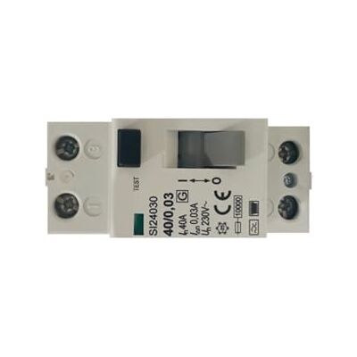 Zarivy Interruptor diferencial 1 Polo + Neutro 40A 0.030A 6kA para protección eléctrica y seguridad en instalaciones domésticas e industriales. Zarivy Interruptor diferencial 1 Polo + Neutro 40A 0.030A 6kA para protección eléctrica y seguridad en instalaciones domésticas e industriales.