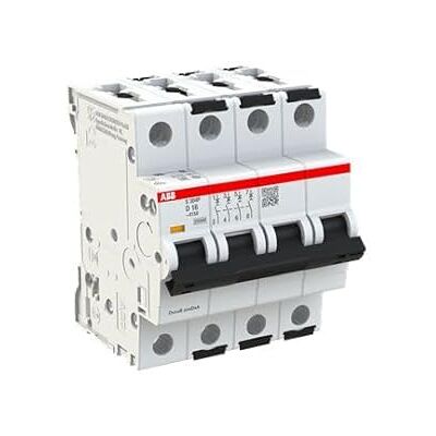 ABB S304 Disyuntor tipo D, polo 4 16 A 415 V, capacidad de desconexión 100 kA ABB S304 Disyuntor tipo D, polo 4 16 A 415 V, capacidad de desconexión 100 kA