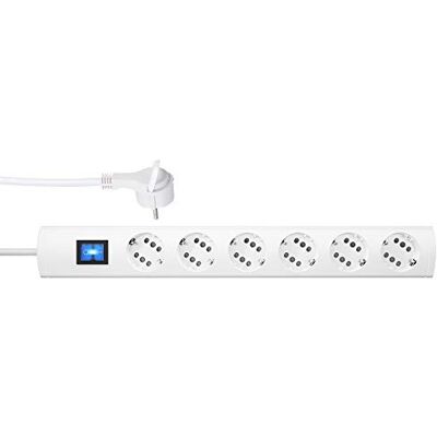 Kopp DUOversal® Plus Regleta de 6/12 enchufes 1,4 m – Ranuras Dobles + Conector Plano + Interruptor + protección táctil + Gran Distancia + atornillable I Blanco – Kopp DUOversal® Plus Regleta de 6/12 enchufes 1,4 m – Ranuras Dobles + Conector Plano + Interruptor + protección táctil + Gran Distancia + atornillable I Blanco –