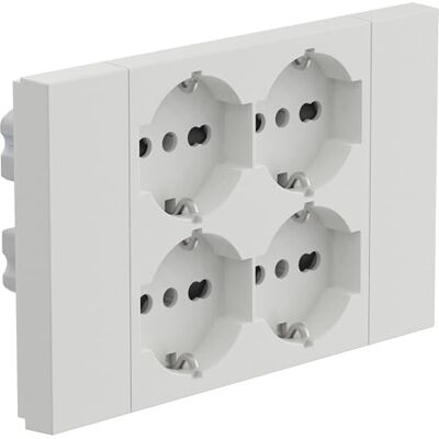 Electraline Regleta empotrable Quadra de 4 plazas, universal, P40, compatible con todas las cajas empotrables de 3 y 4 plazas (mampostería o yeso), color blanco Electraline Regleta empotrable Quadra de 4 plazas, universal, P40, compatible con todas las cajas empotrables de 3 y 4 plazas (mampostería o yeso), color blanco