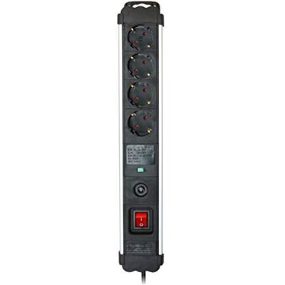 Regleta Silver Electronics 49644 - 4 Tomas, Aluminio, Negro Regleta Silver Electronics 49644 - 4 Tomas, Aluminio, Negro