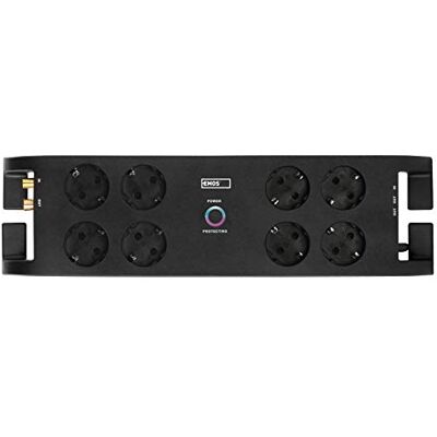 EMOS Regleta de 8 enchufes con protección contra sobretensiones, Cable de 3 m con Interruptor e indicador LED, Enchufe múltiple de protección de Contacto, 1800 J, Corriente de Fuga 15000 A EMOS Regleta de 8 enchufes con protección contra sobretensiones, Cable de 3 m con Interruptor e indicador LED, Enchufe múltiple de protección de Contacto, 1800 J, Corriente de Fuga 15000 A