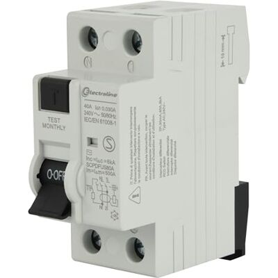 Electraline Interruptor diferencial de 40 A, sensibilidad de 30 mA, tipo AC Electraline Interruptor diferencial de 40 A, sensibilidad de 30 mA, tipo AC