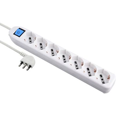 Electraline Sobretensiones Con Cable, 1,5 Mt, 7 Outlets Universal, White, color: blanco Electraline Sobretensiones Con Cable, 1,5 Mt, 7 Outlets Universal, White, color: blanco