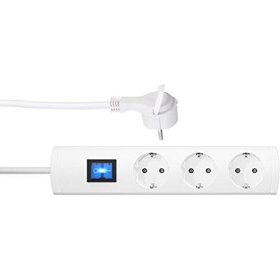 Kopp UNOversal Regleta de 3 enchufes (1,4 m, con Interruptor, Conector Plano en ángulo, Gran Distancia de Lata, atornillable, protección táctil), Color Blanco Kopp UNOversal Regleta de 3 enchufes (1,4 m, con Interruptor, Conector Plano en ángulo, Gran Distancia de Lata, atornillable, protección táctil), Color Blanco