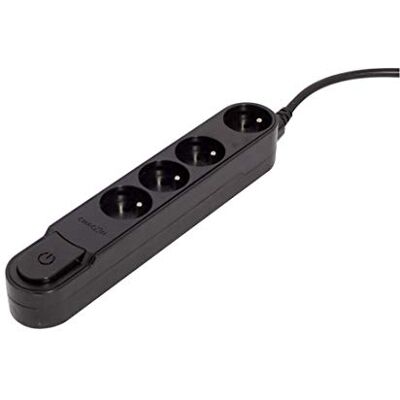 CHACON Regleta con Interruptor (4 x 16 A, 1,5 m), Color Negro CHACON Regleta con Interruptor (4 x 16 A, 1,5 m), Color Negro
