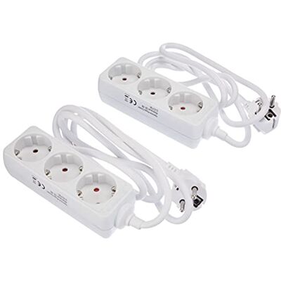 Kopp Juego de 2 regletas de 3 enchufes con enchufes giratorios de 45°, con Mayor protección táctil, con Cable de 1,4 m, H05VV-F3G1,5 mm², 16 A, 250 V, Color Blanco ártico, Kopp Juego de 2 regletas de 3 enchufes con enchufes giratorios de 45°, con Mayor protección táctil, con Cable de 1,4 m, H05VV-F3G1,5 mm², 16 A, 250 V, Color Blanco ártico,