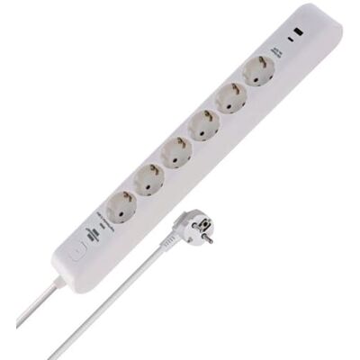 Brennenstuhl Regleta de enchufes de 6 Tomas con USB y protección contra sobretensiones (regleta múltiple con 1x USB C PD 20 W para Carga rápida y 1x USB A 20 W, Interruptor, Cable de 2 m) Blanco Brennenstuhl Regleta de enchufes de 6 Tomas con USB y protección contra sobretensiones (regleta múltiple con 1x USB C PD 20 W para Carga rápida y 1x USB A 20 W, Interruptor, Cable de 2 m) Blanco