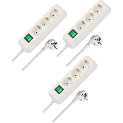 Brennenstuhl Eco-Line Regleta de enchufes Triple, Juego de 3 (regleta con protección contra descargas eléctricas, Interruptor y Cable de 1,5 m) Blanco Brennenstuhl Eco-Line Regleta de enchufes Triple, Juego de 3 (regleta con protección contra descargas eléctricas, Interruptor y Cable de 1,5 m) Blanco