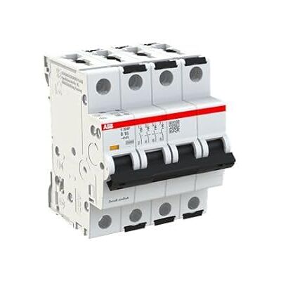 ABB S304 Disyuntor tipo B, polo 4 16 A 415 V, capacidad de desconexión 100 kA ABB S304 Disyuntor tipo B, polo 4 16 A 415 V, capacidad de desconexión 100 kA