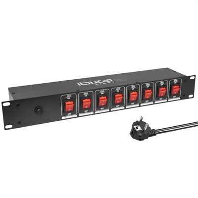 Ibiza LC806S-DE Regleta empotrable de 19' de 8 vías con interruptores dedicados Aleación de Aluminio Negro 8 Tomas Schuko Ibiza LC806S-DE Regleta empotrable de 19' de 8 vías con interruptores dedicados Aleación de Aluminio Negro 8 Tomas Schuko