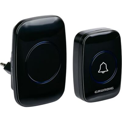 Grundig Timbre Inalámbrico Timbre sin Cable con Alcance de 300 Metros Pulsador Inalámbrico con Luz LED y 60 Melodías Receptor Plug-In Incluye Batería Negro Grundig Timbre Inalámbrico Timbre sin Cable con Alcance de 300 Metros Pulsador Inalámbrico con Luz LED y 60 Melodías Receptor Plug-In Incluye Batería Negro