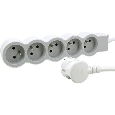 Legrand Extensión multitoma extraplana, 5 Tomas 2P+T con Tierra, Cable de 1,5 m Blanco y Gris Claro, 1 Toma de 90 ° para Cargador voluminoso Legrand Extensión multitoma extraplana, 5 Tomas 2P+T con Tierra, Cable de 1,5 m Blanco y Gris Claro, 1 Toma de 90 ° para Cargador voluminoso