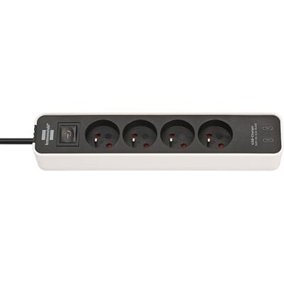 Brennenstuhl Ecolor Regleta de 4 Tomas con Toma de Carga USB C (regleta con 2 x Cargador USB C, Interruptor y Cable de 1,5 m), Color Blanco y Negro Brennenstuhl Ecolor Regleta de 4 Tomas con Toma de Carga USB C (regleta con 2 x Cargador USB C, Interruptor y Cable de 1,5 m), Color Blanco y Negro