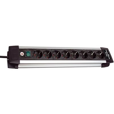 Brennenstuhl Premium-Alu-Line regleta enchufes con 8 tomas de corriente (cable de 3m, interruptor iluminado, Made in Germany) plateado/negro Brennenstuhl Premium-Alu-Line regleta enchufes con 8 tomas de corriente (cable de 3m, interruptor iluminado, Made in Germany) plateado/negro