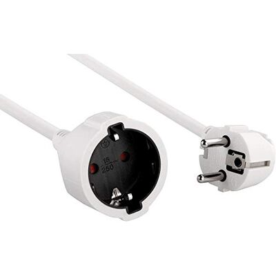 Electraline Cable de plástico blanco IP20 para interiores, cable de extensión con protección para niños, extensión Schuko, color blanco Electraline Cable de plástico blanco IP20 para interiores, cable de extensión con protección para niños, extensión Schuko, color blanco