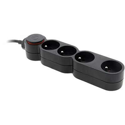 Regleta de 4 Tomas - 16A - Cable de 1,5m - Negro Regleta de 4 Tomas - 16A - Cable de 1,5m - Negro