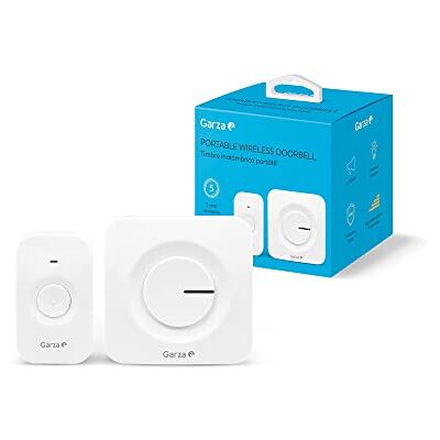 Garza Timbre Inalámbrico Portátil, 1 pulsador + 1 receptor, Gran alcance 120 m, 54 melodías, IP56, Con indicador LED, Modo silencioso, 4 intensidades de sonido, Función memoria, Blanco Garza Timbre Inalámbrico Portátil, 1 pulsador + 1 receptor, Gran alcance 120 m, 54 melodías, IP56, Con indicador LED, Modo silencioso, 4 intensidades de sonido, Función memoria, Blanco