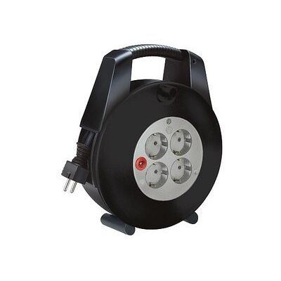 Brennenstuhl Carrete de Cable Vario Line 15 MT con 4 Tomas Italianas, Negro, Brennenstuhl Carrete de Cable Vario Line 15 MT con 4 Tomas Italianas, Negro,