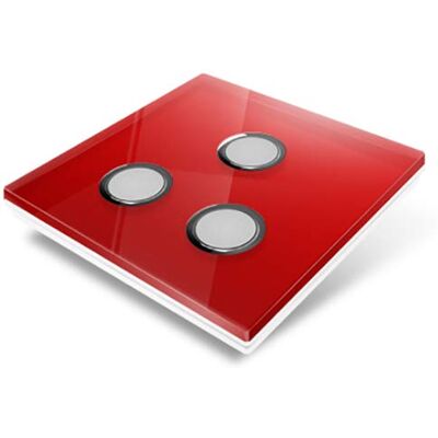 CHACON Edisio Placa protectora de cristal (3 teclas), color rojo CHACON Edisio Placa protectora de cristal (3 teclas), color rojo