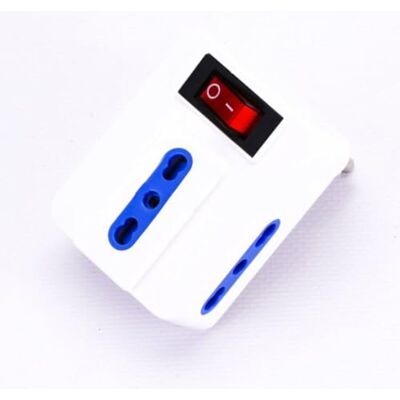 V-TAC Adaptador múltiple triple de 3 tomas 2P+T 10/16A toma/bipaso estándar italiano e interruptor luminoso SKU V-TAC Adaptador múltiple triple de 3 tomas 2P+T 10/16A toma/bipaso estándar italiano e interruptor luminoso SKU